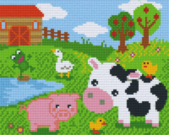 Farmyard Animals Four [4] Baseplatge PixelHobby Mini-mosaic Art Kit